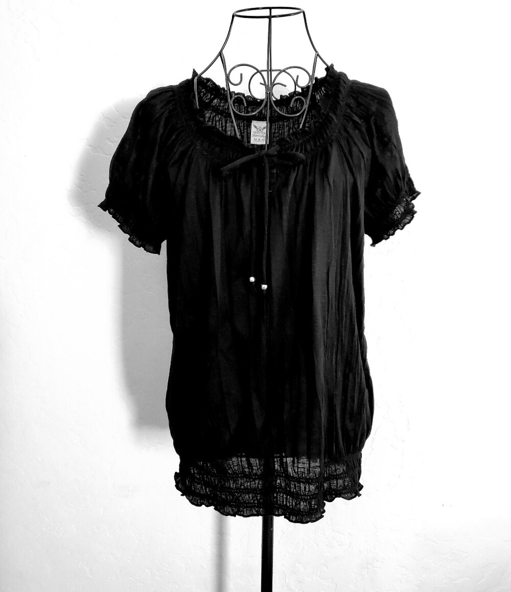 NWOT Dark Black Peasant Blouse